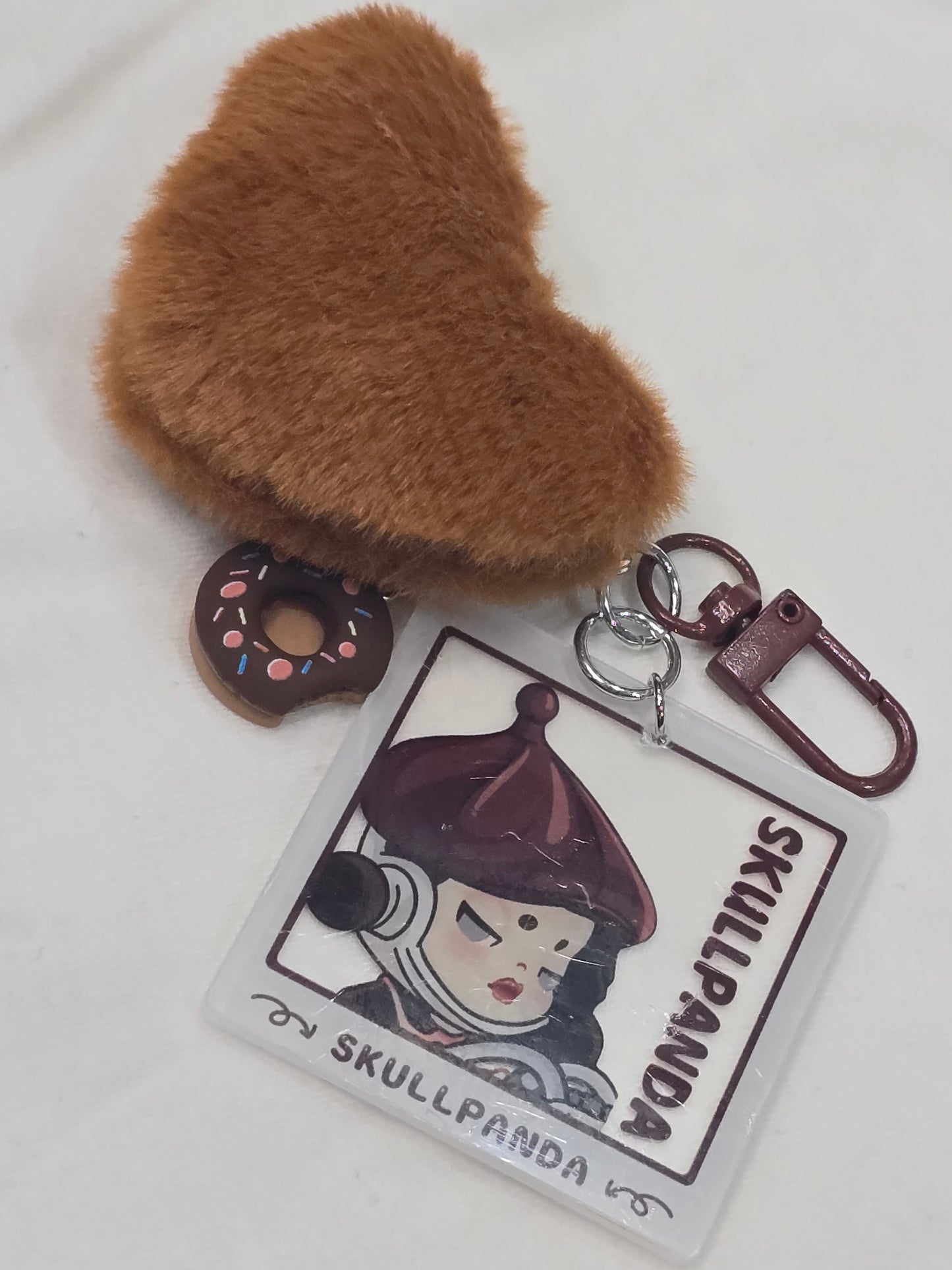 SP popmart acrylic with heart pompoms keychain