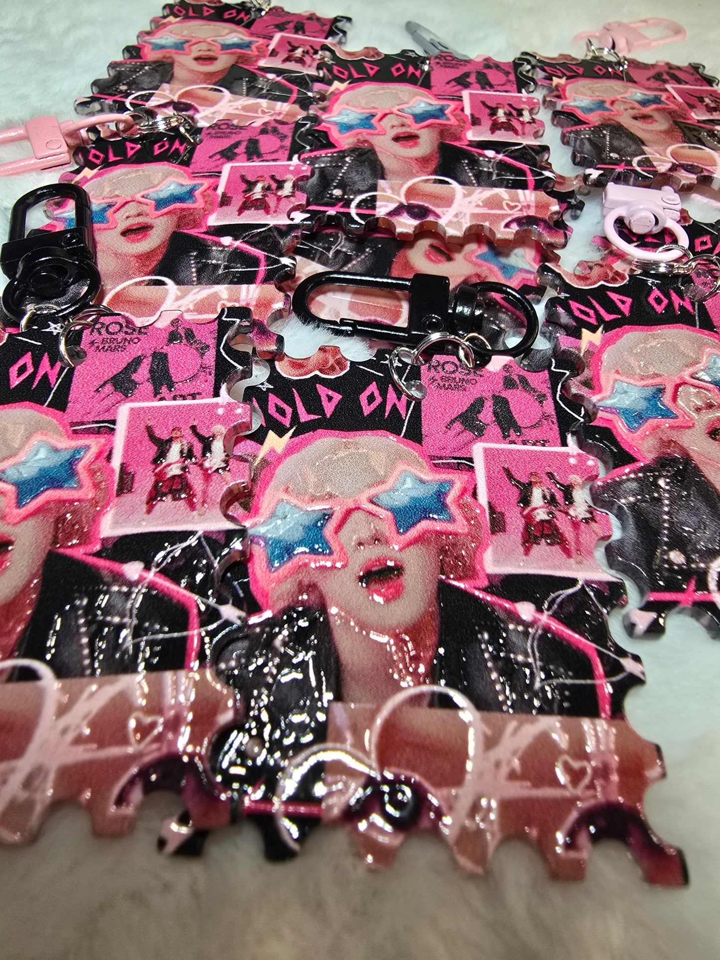 Rose of Black Pink Acrylic Keychain