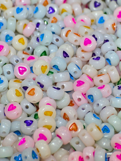 2mm Glow in the dark heart beads