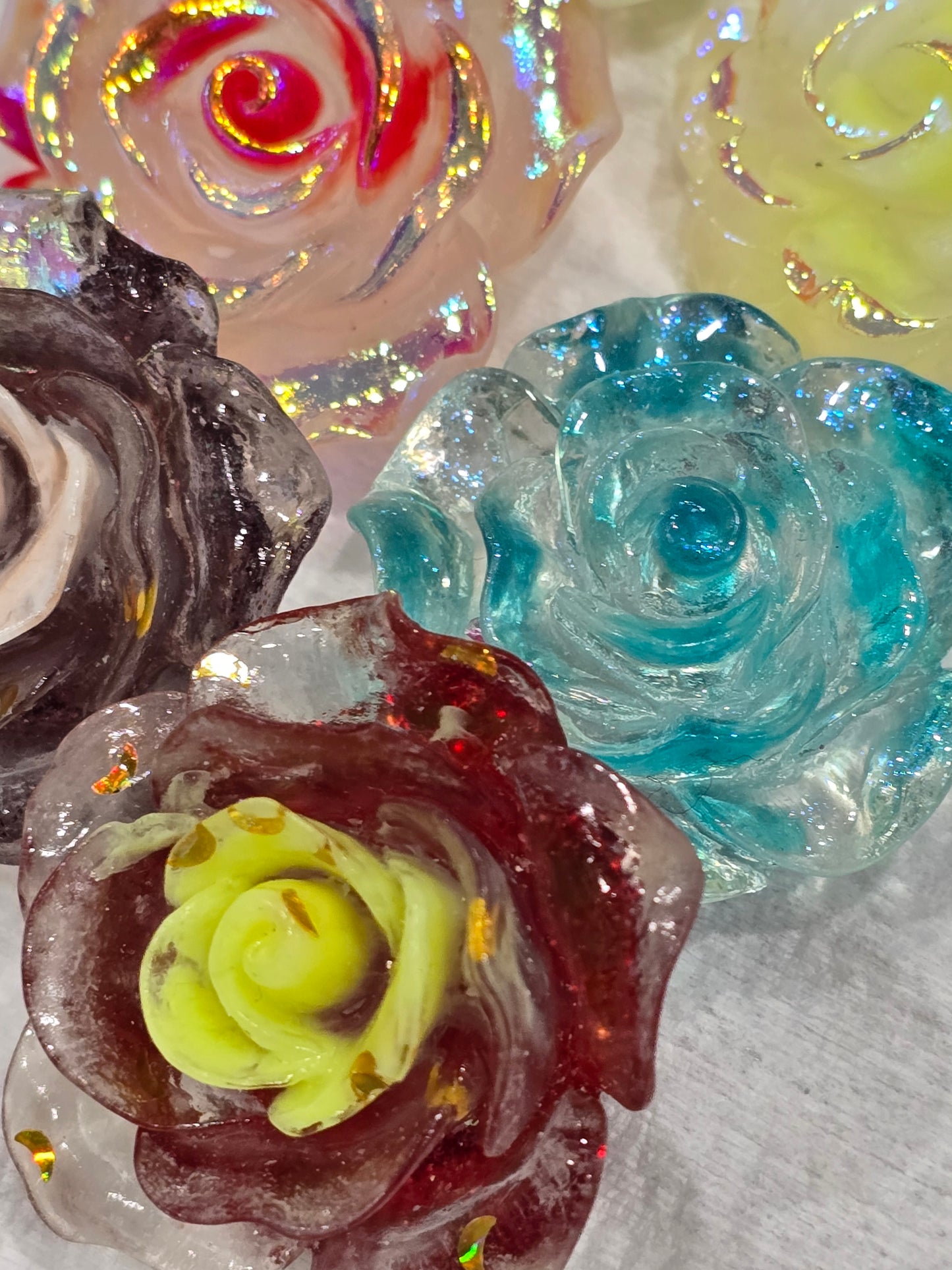 Transparent colored Roses  -3D Acrylics Charms