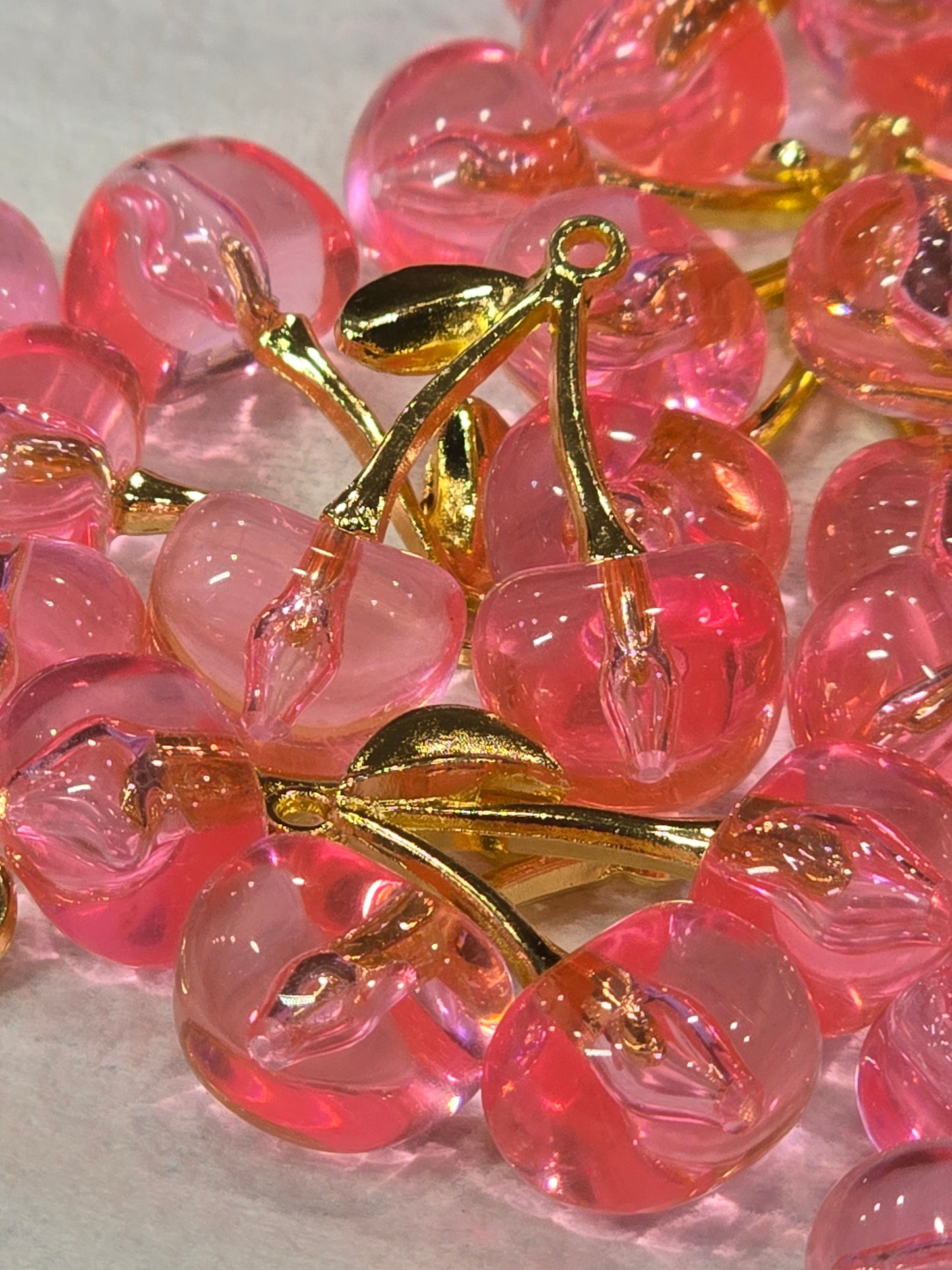 Pink Cherry gold- Metal Charm Pendant