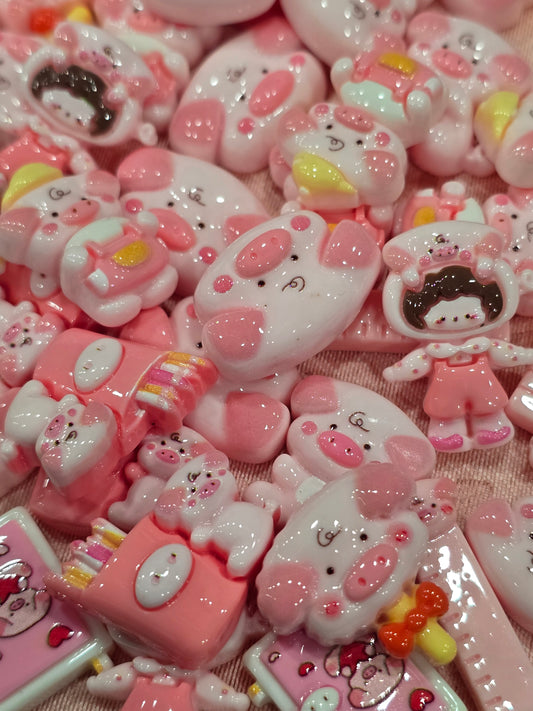 Pink Little pigs mix charms