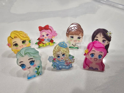 Princesses Acrylics - Straw/pencil or pen charms