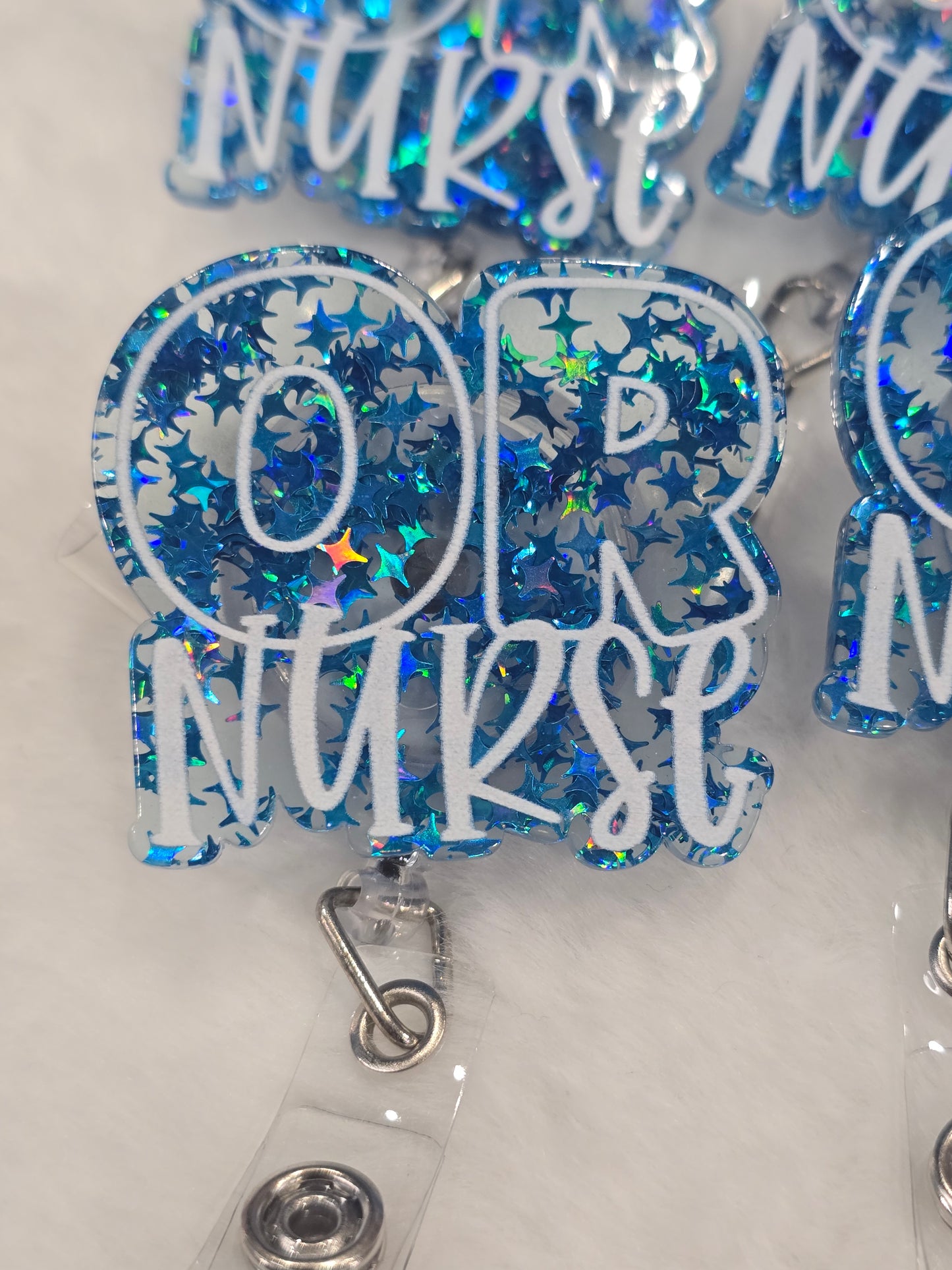 Badge Reels OR Nurse Sparkling blue