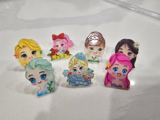 Princesses Acrylics - Straw/pencil or pen charms
