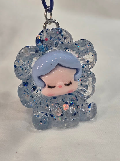 SP Flower blue - 3D Charms Keychain