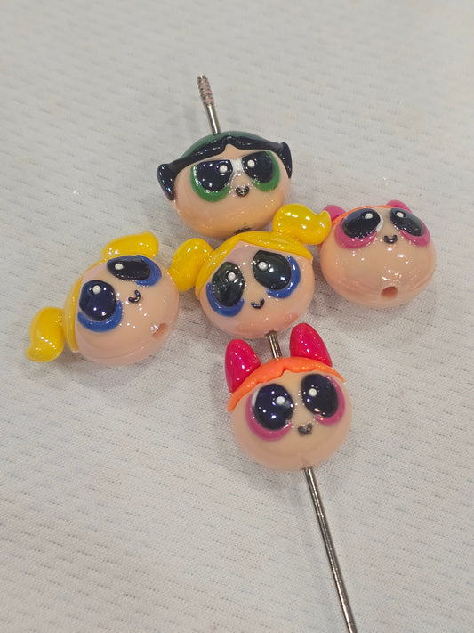 3D Powerpuff Girls beads - 5pcs/pack