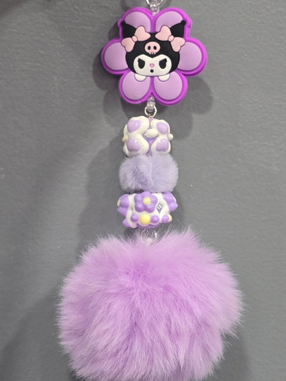 Handmade Purple kuko keychain with pompoms