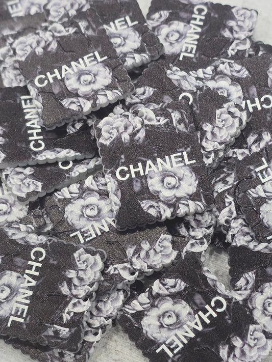 Square Black Floral CC Acrylics with hole