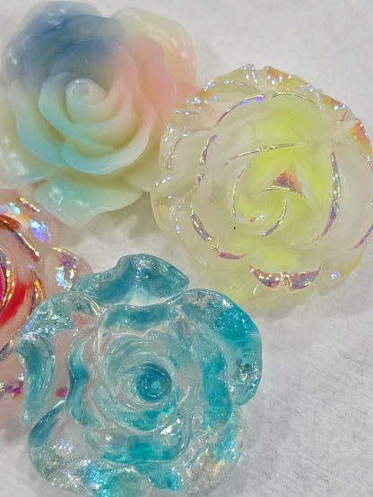 Transparent colored Roses  -3D Acrylics Charms