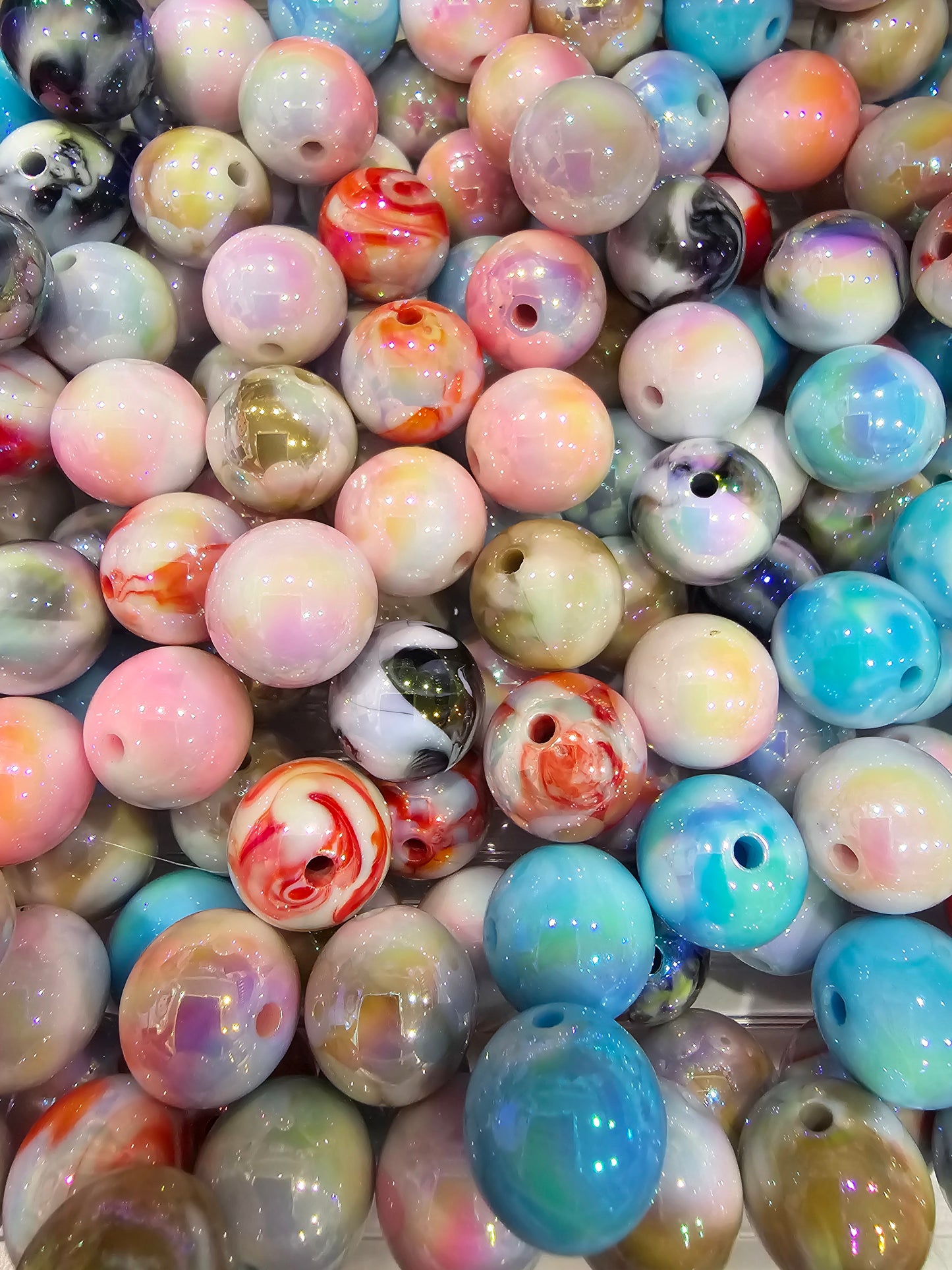 Marble round 16mm beads