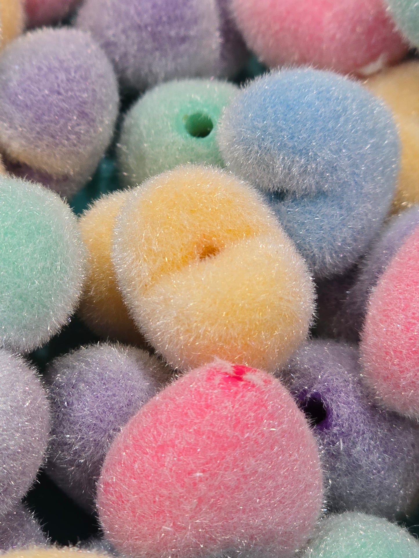 Fuzzy heart beads