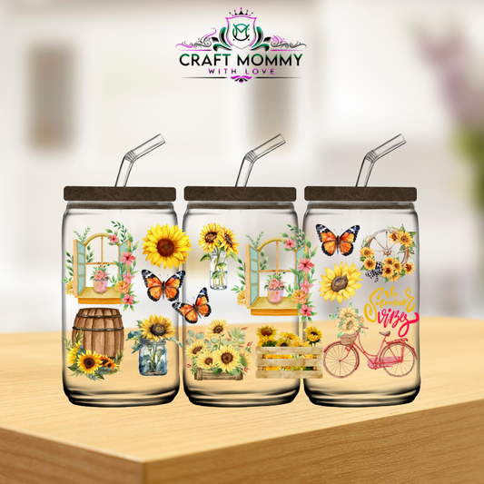 Summer vibes sunflower- UV DTF Stickers