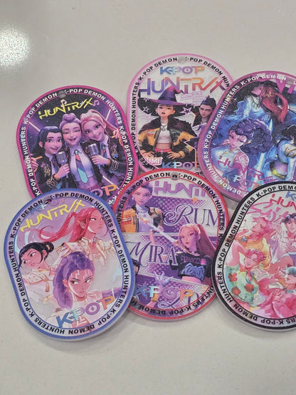 KPOP Dhunter - huntrix Laser Acrylic keychain with hole 6pcs in 1 pack