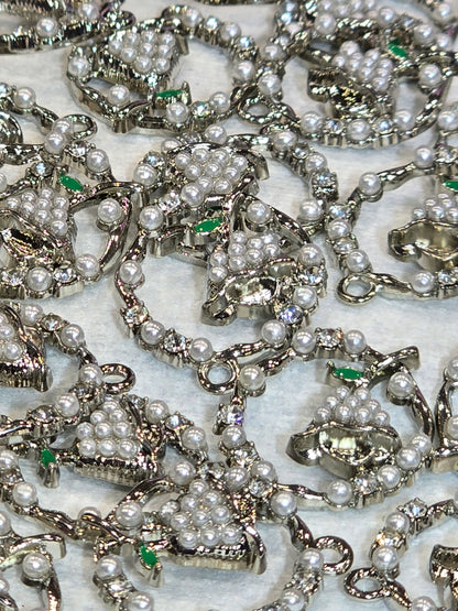 round Flower- Metal Charm Pendant