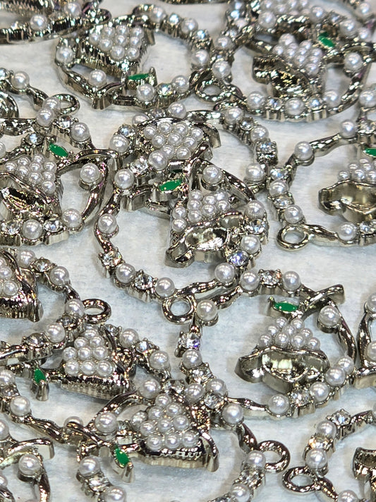 round Flower- Metal Charm Pendant