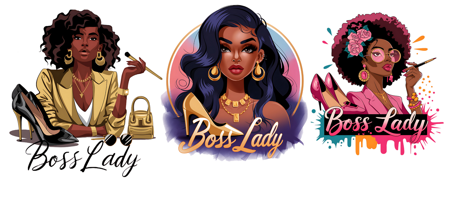 Boss lady-3 decals in 1 sheet UV DTF Stickers