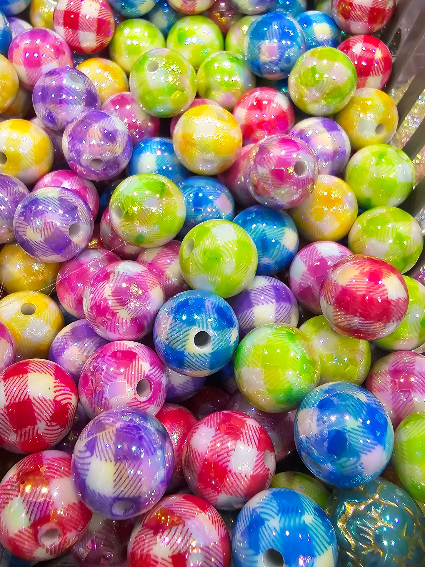 Checkered colorful beads 16mm