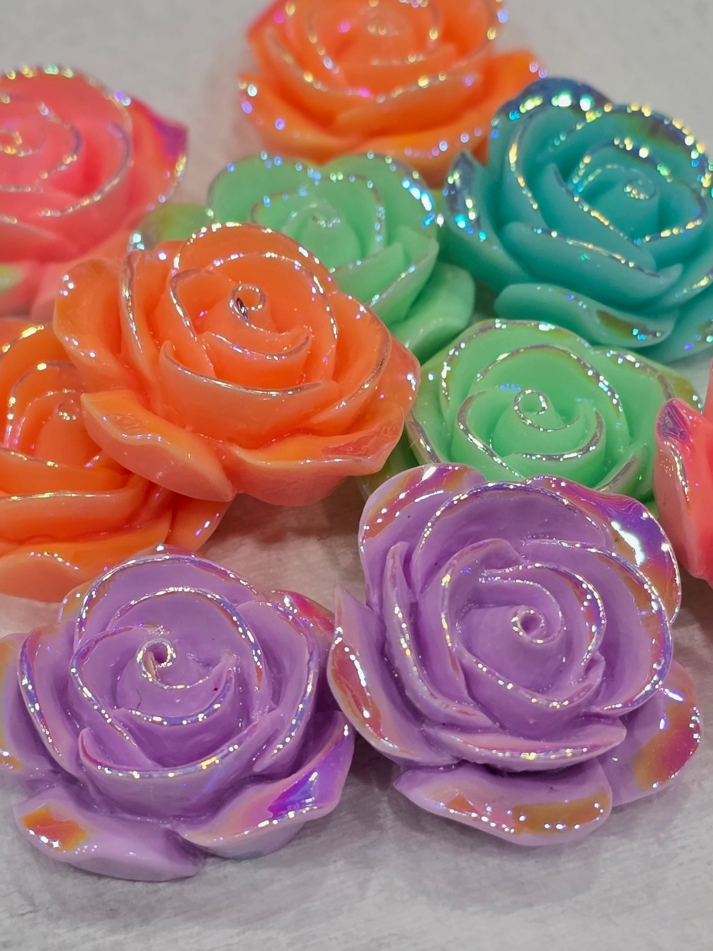 Pastel color Roses  -3D Acrylics Charms
