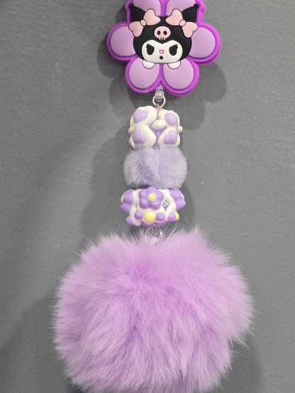 Handmade Purple kuko keychain with pompoms