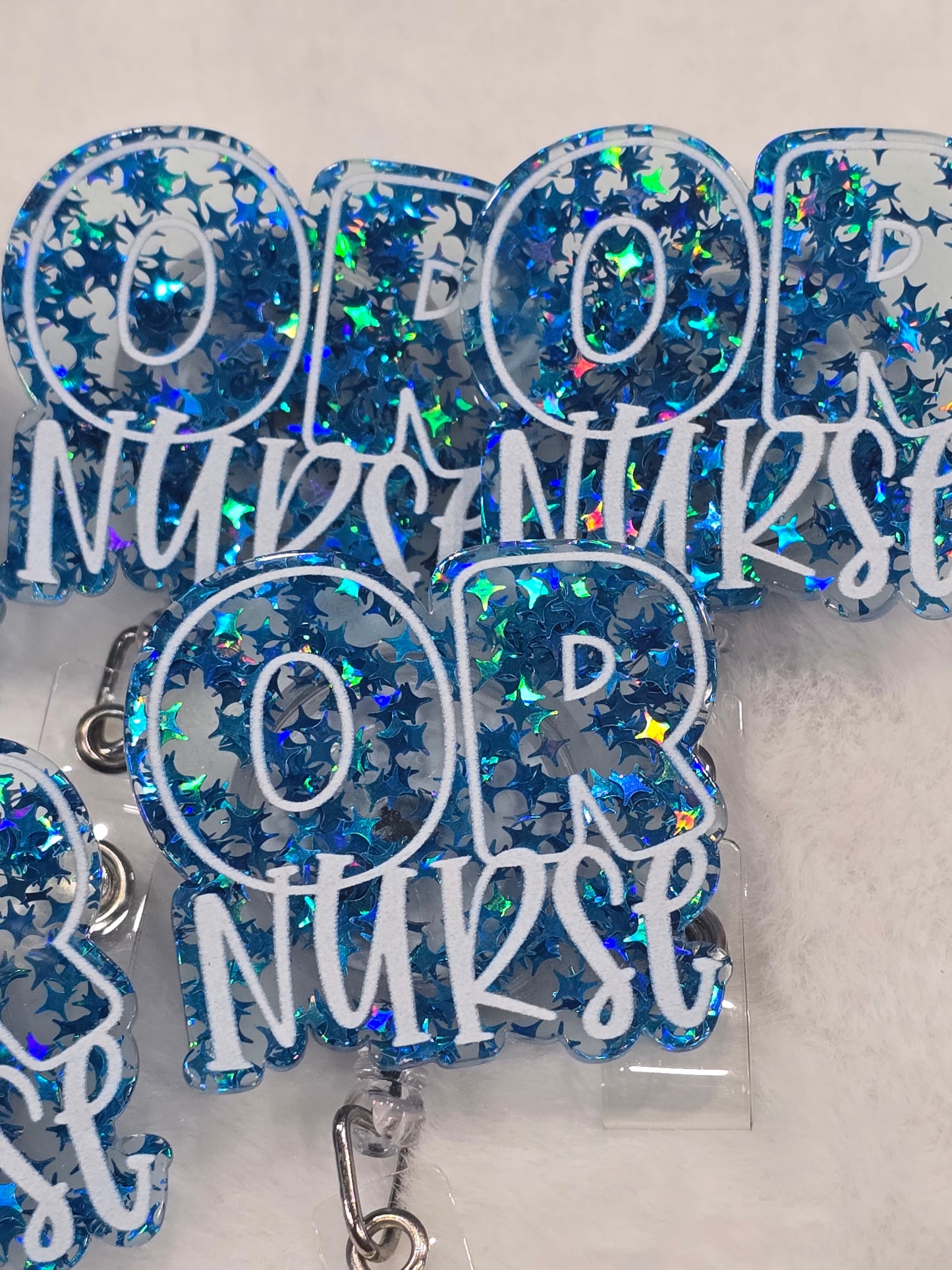 Badge Reels OR Nurse Sparkling blue