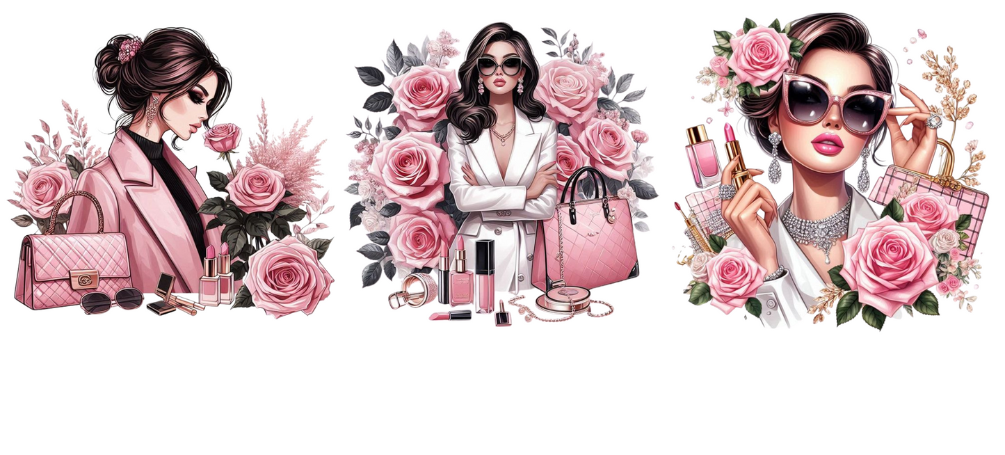 Working girl -3 decals in 1 sheet UV DTF Stickers