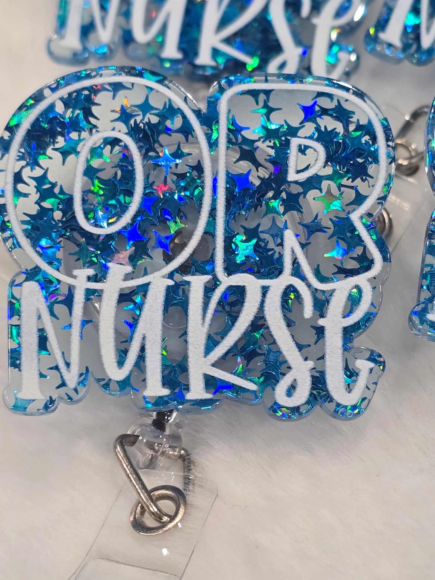 Badge Reels OR Nurse Sparkling blue