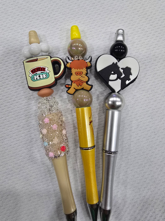 Beadable pen 3pcs mix bundle-Central Perk Mug, Cow and Heart horse girl