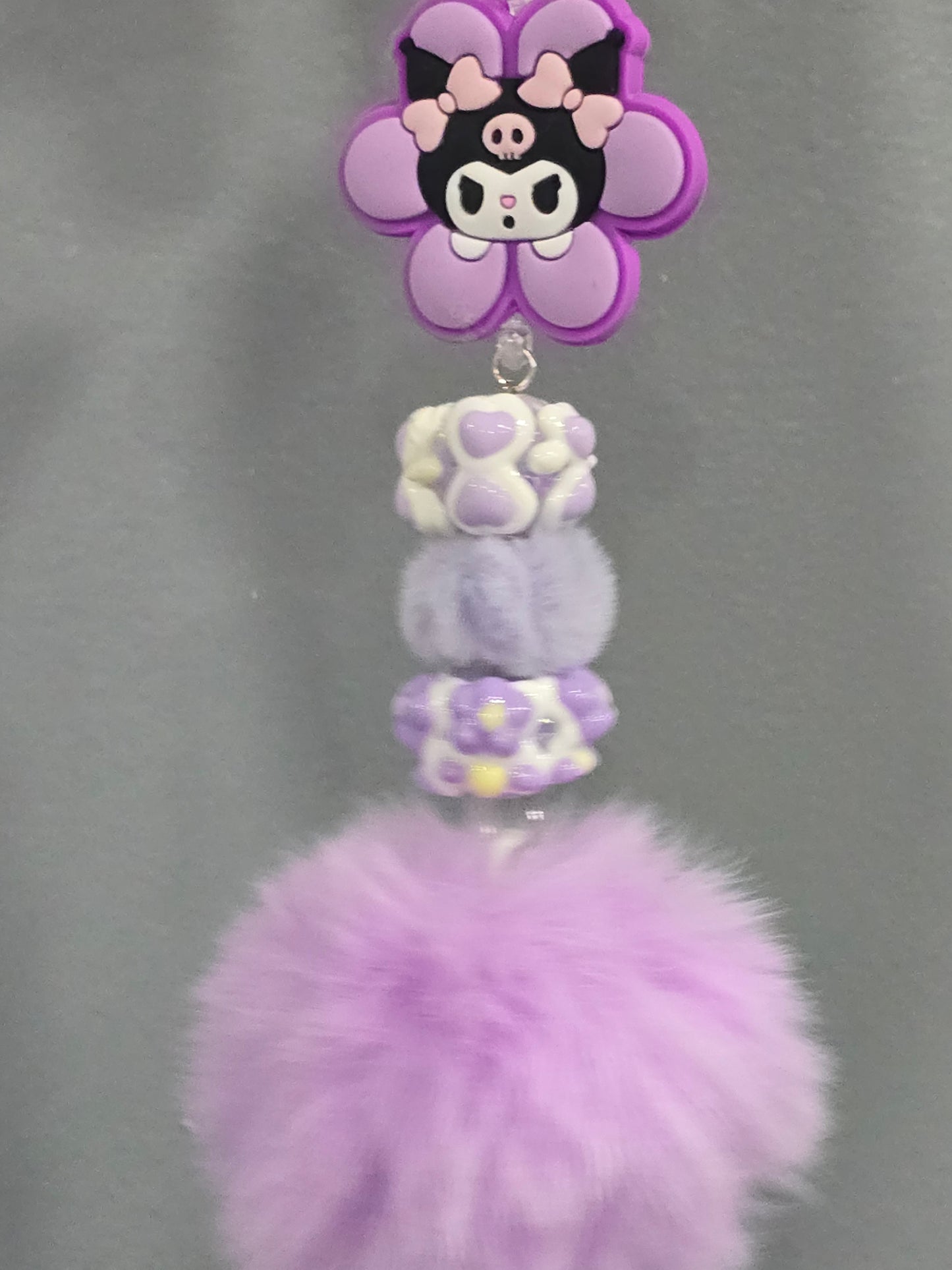 Handmade Purple kuko keychain with pompoms