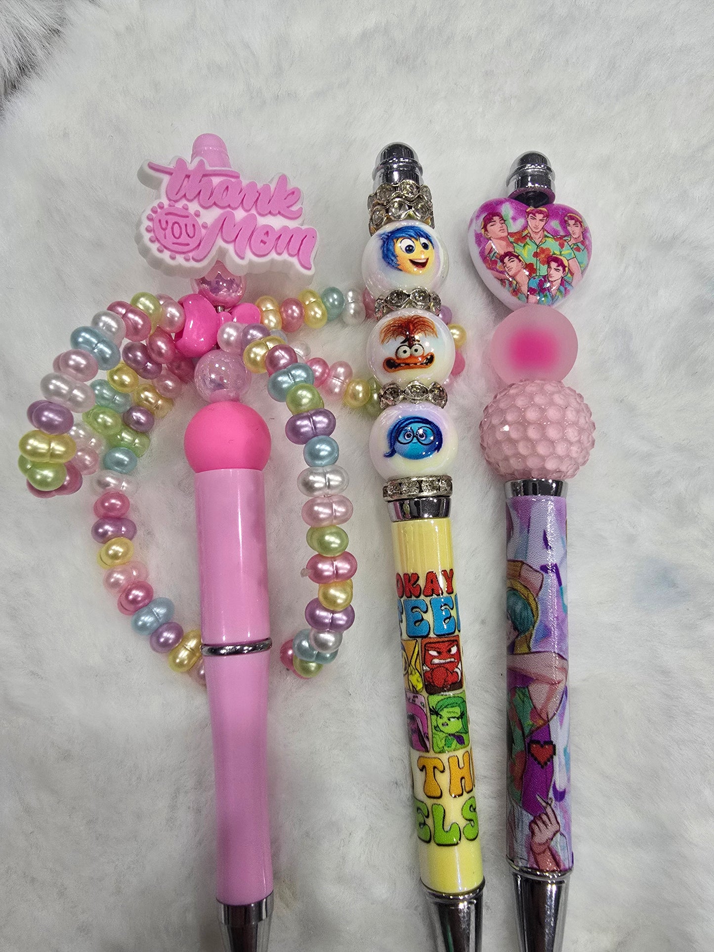 Beadable pen 3pcs mix bundle-Thank you mom, inside out,saja boys