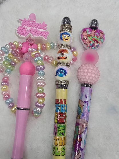 Beadable pen 3pcs mix bundle-Thank you mom, inside out,saja boys