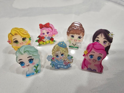 Princesses Acrylics - Straw/pencil or pen charms