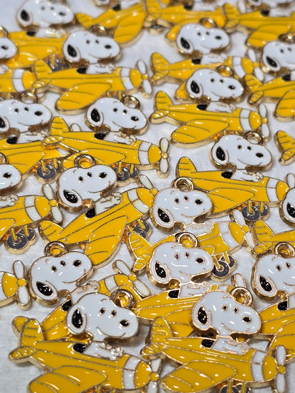 Snop dog airplane - Metal Charm Pendant