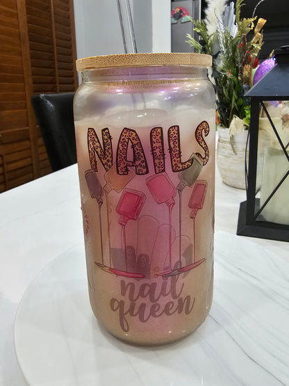 NAILS - Libbey Glass Can 16 oz with Bamboo Lid and Straw