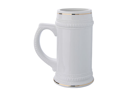 White Ceramic Beer Barrel Mug 22 oz